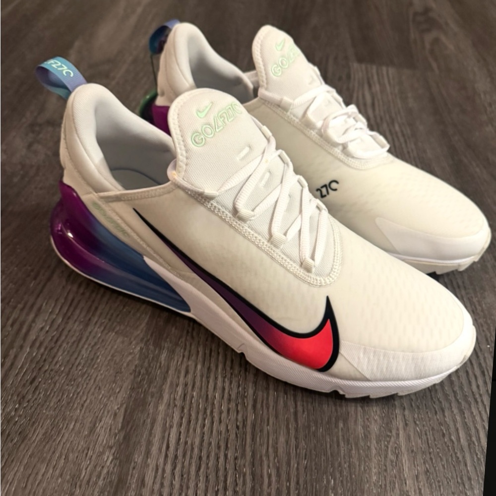 Nike Air Max 270 NRG Golf Shoes Metallic Summit White/Oracle Men’s 13